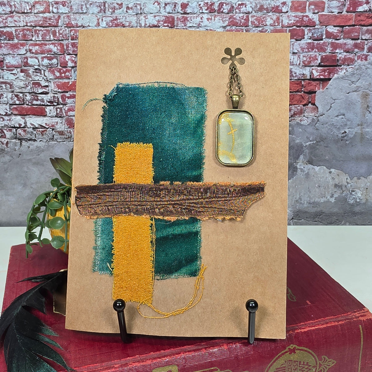 Silk Necklace with Cross in Card - 26