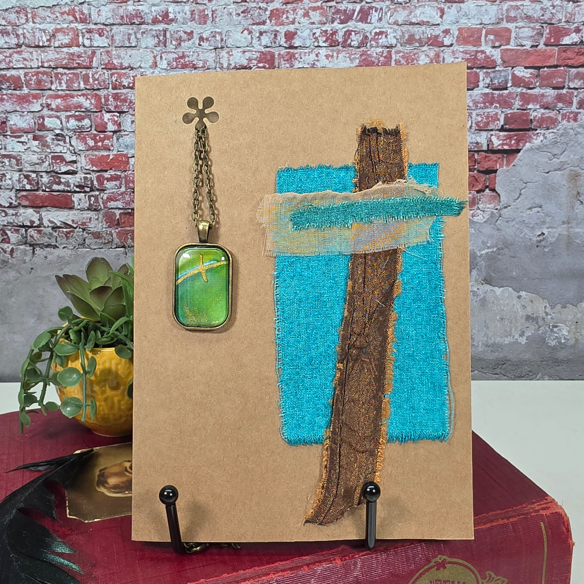 Silk Necklace with Cross in Card - 23