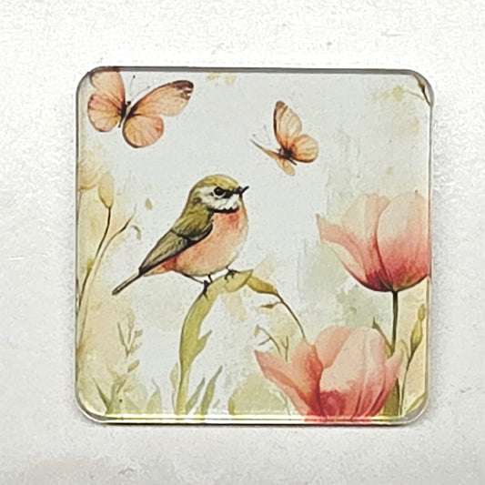 Acrylic Magnet - Bird with butterflies