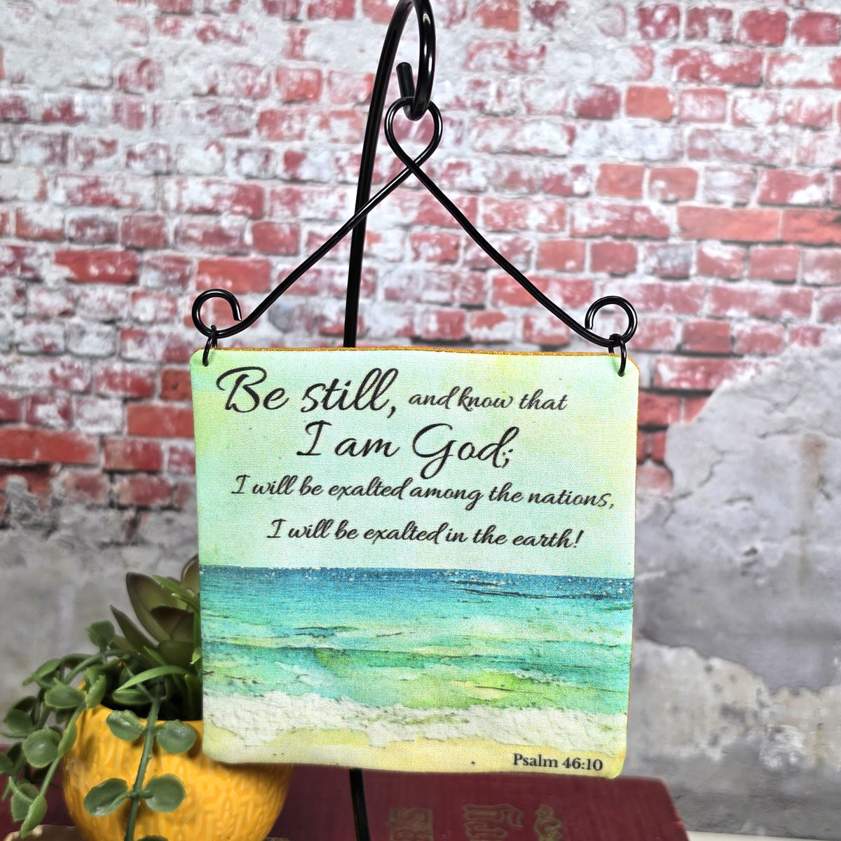 Be still and know that I am God - 4" Quilt Block Wall Art w/ Wire