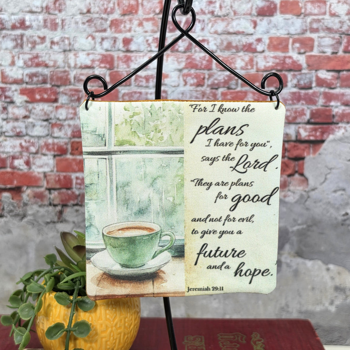 For I know the plans I have for you says the Lord - 4" Quilt Block Wall Art w/ Wire