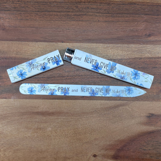 Glass Nail File - Always pray and never give up