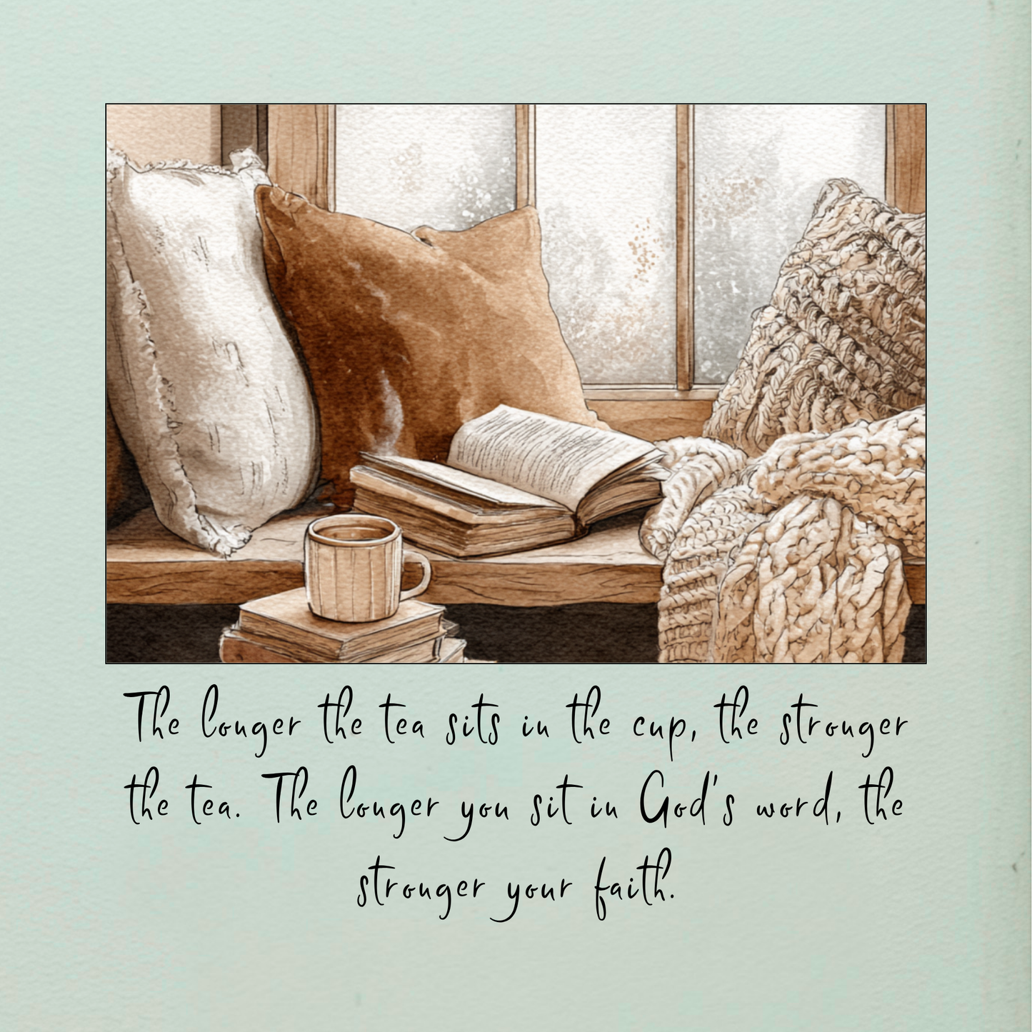 The longer the tea sits in the cup the stronger the tea. The longer you sit in God's word, the stronger your faith. - Quilt Blocks