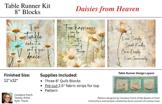 Table Runner TOP ONLY Kit - Daisies from Heaven