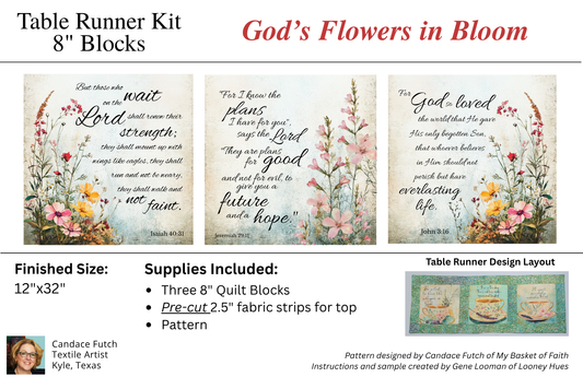 Table Runner TOP ONLY Kit - God's Flowers in Bloom