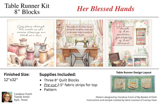 Table Runner TOP ONLY Kit - Her Blessed Hands