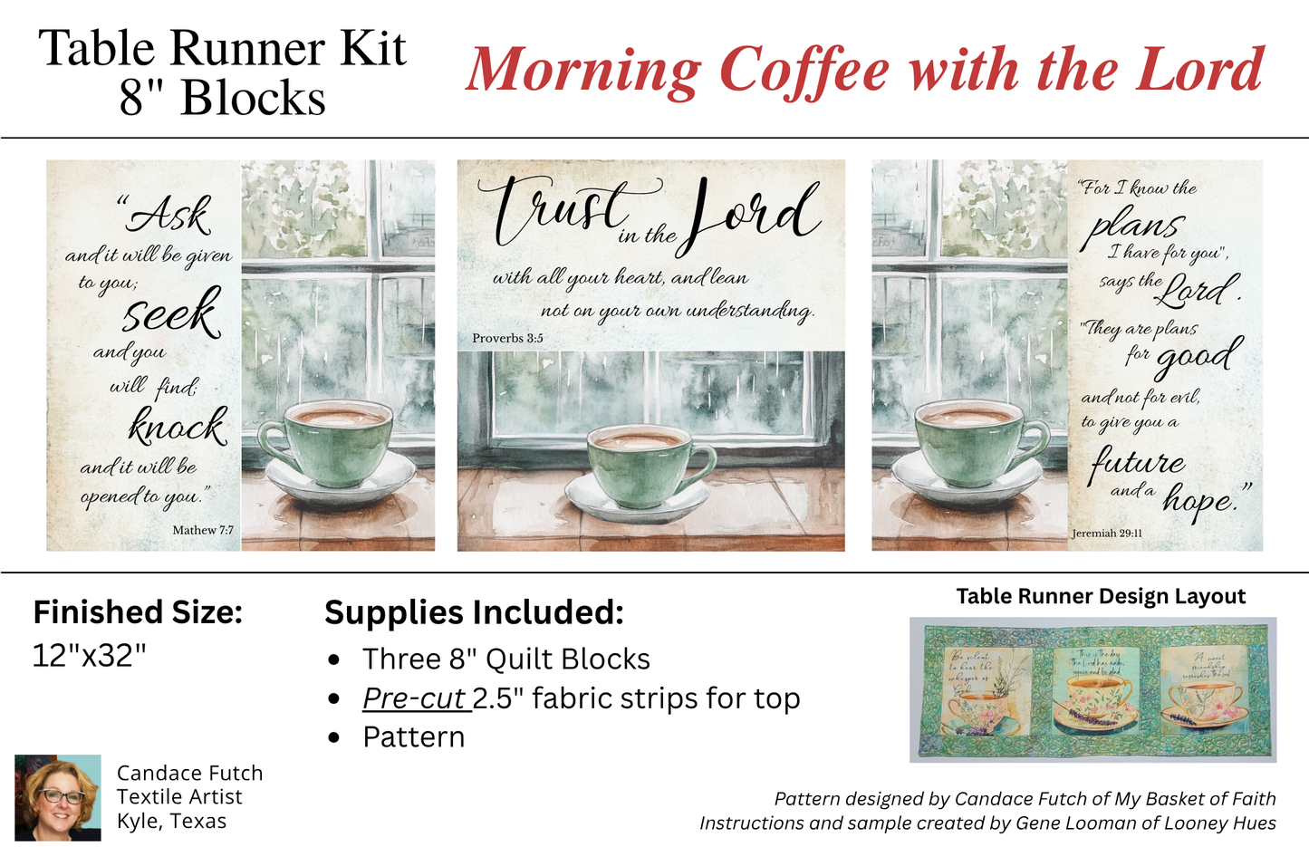 Table Runner TOP ONLY Kit - Morning Coffee with the Lord