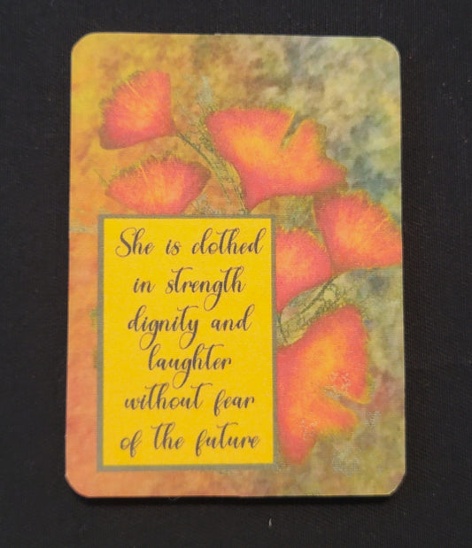 She is clothed in strength dignity and laughter without fear of the future - Silk Magnet