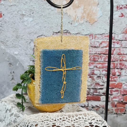 Silk Noil Cross Ornament - 3
