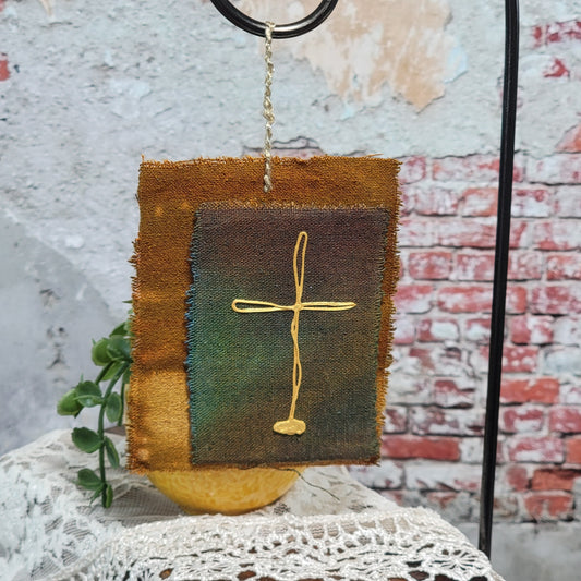 Silk Noil Cross Ornament - 4