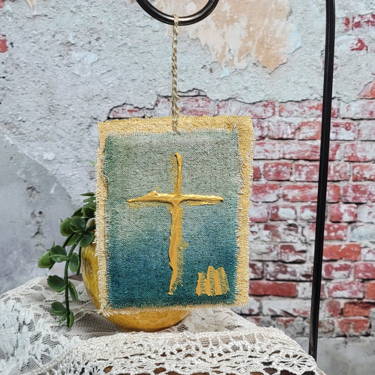 Silk Noil Cross Ornament - 8