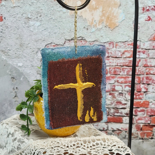 Silk Noil Cross Ornament - 9