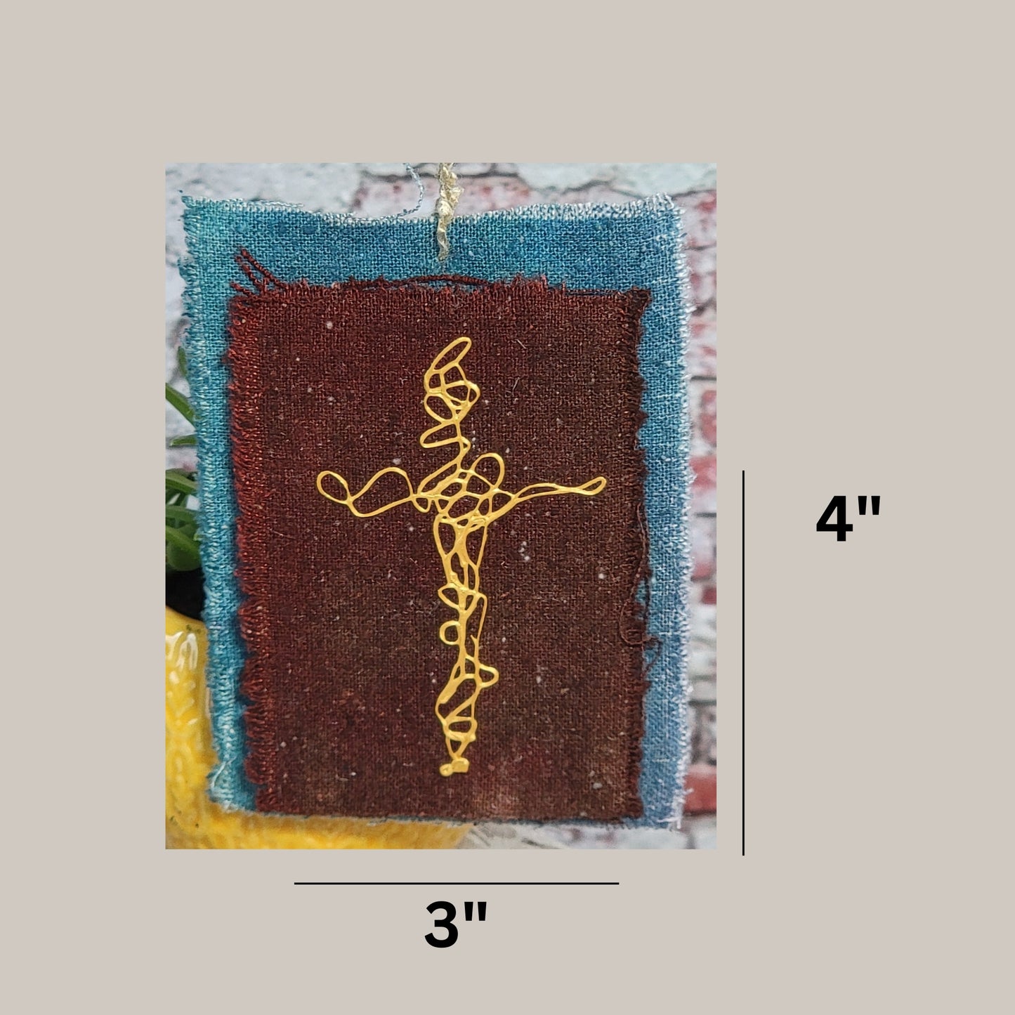 Silk Noil Cross Ornament - 12