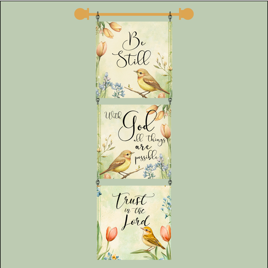 3 Set 4" Quilt Block Wall Hanging with Dowel - The Lord's Songbirds Kit
