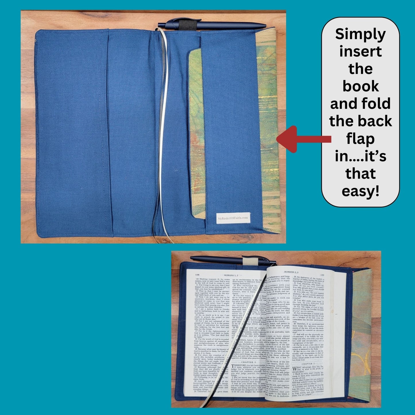Quilted Book Cover - Cross (ADJUSTABLE & Reusable) (351)