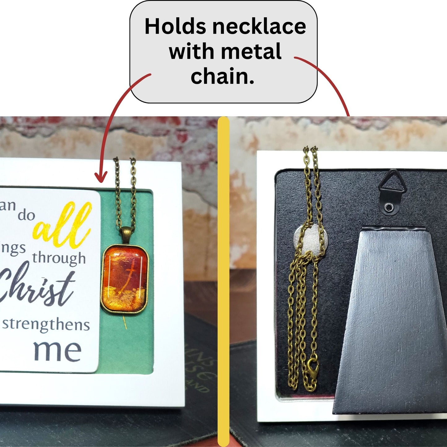 Cross Necklace Holder - Faith does not make things easy it makes them possible (230)
